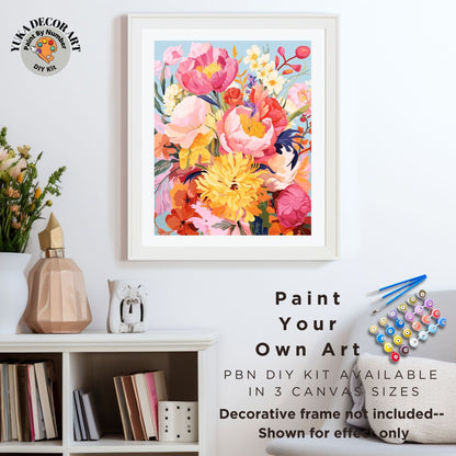 Flowers PAINT by NUMBER Kit for Adults ,Wildflowers Bloom Garden DIY Painting Chic Floral Easy Beginners Paint Hobby Kit Wall Decor Art Gift