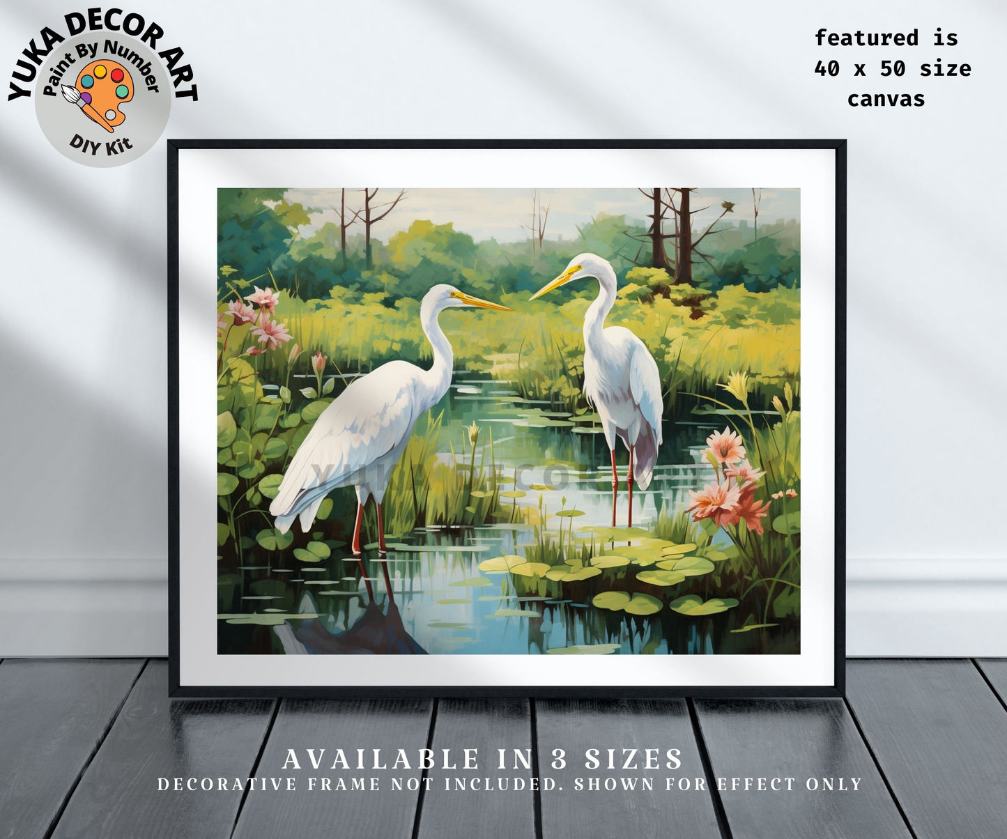 Twin Heron Birds PAINT by NUMBER Kit Adult Painting DIY by Numbers Easy Beginners Birthday Gift For Her Mom Grandmother Wall Art Home Decor