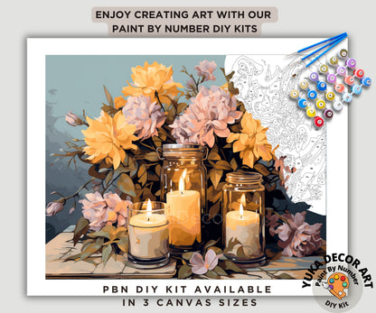 Spring Flowers PAINT by NUMBER Kit Adult, Mason Jar Bouquet Art , Beginner Acrylic Painting DIY Kit , Decor Gift for Best friend Girlfriend
