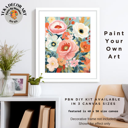 PAINT by NUMBER Kit Adult Garden Spring Flowers StillLife Colourful Wall Art Easy Beginner Acrylic Paint DIY Kit Teen Gift
