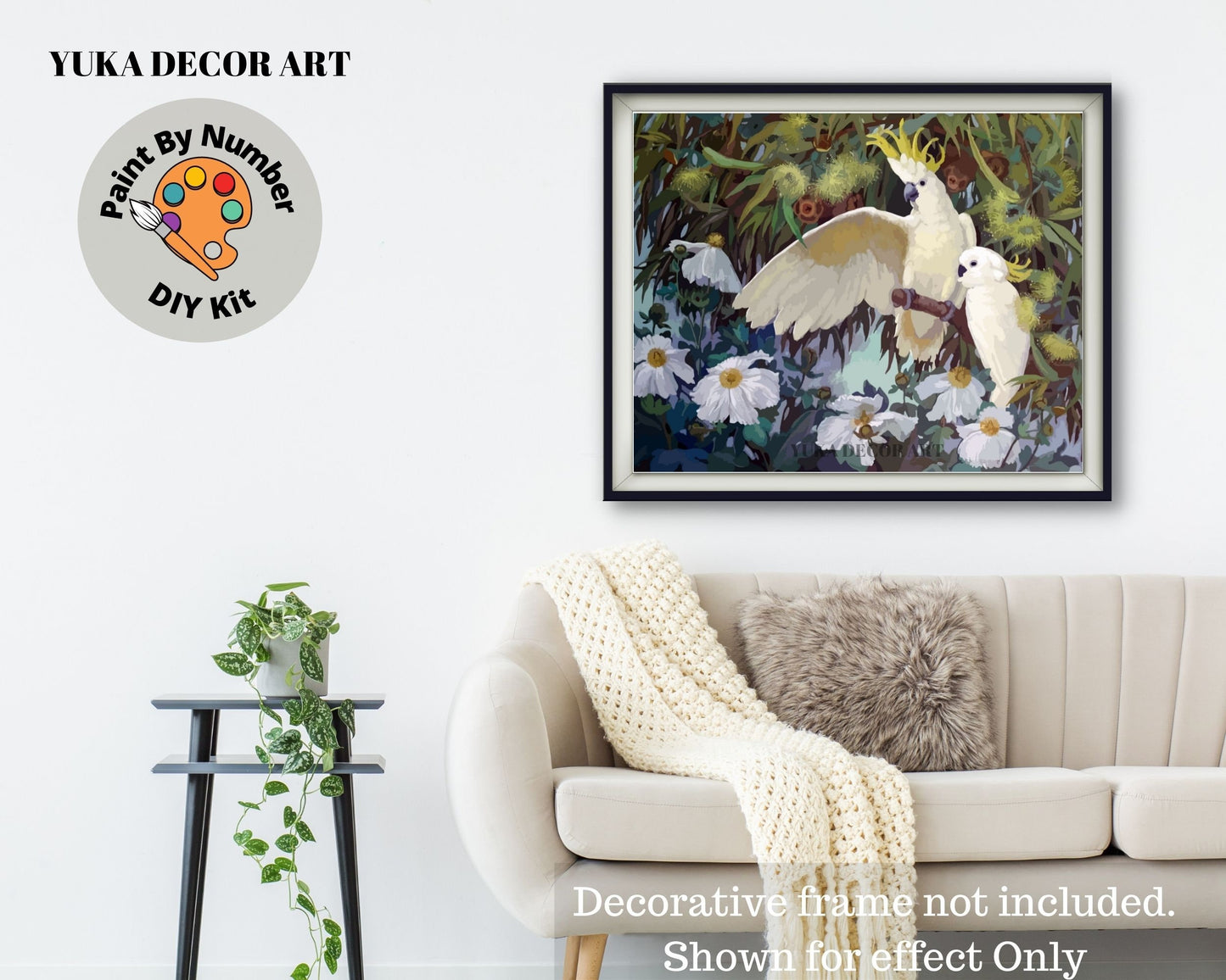 Tropical Garden White Cockatoo PAINT by NUMBER Premium DIY Paint Kit Adult , Vintage Style Easy Beginner Painting Gift