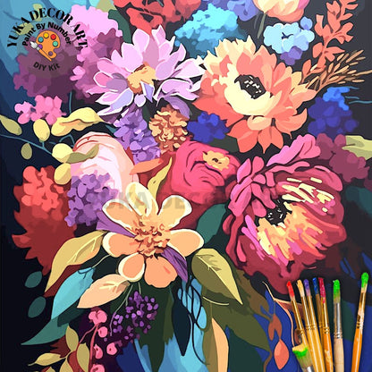 Spring Flowers PAINT by NUMBER Kit Adult Acrylic Art Floral Painting DIY Hobby Wall Gallery Decor Handmade Personalised Niece Teenager Gift