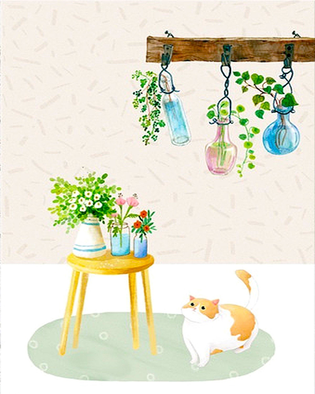 PAINT by NUMBER Kit Adult ,Minimalist Wall Art, Cat With Lamp and Plants , Easy DIY Beginners Acrylic Painting Kit , Wall Art Gift