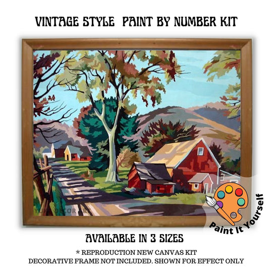 Countryside PAINT by NUMBER Kit for Adult , DIY Nature Vintage Style Art , Easy Beginner Acrylic Painting Kit,Vintage Decor Gift