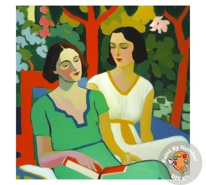 Matisse Inspired PAINT by NUMBER Kit Adult Women Portrait Friends Chatting Mid Century Ambience Easy  Acrylic Painting Decor Gift Girlfriend