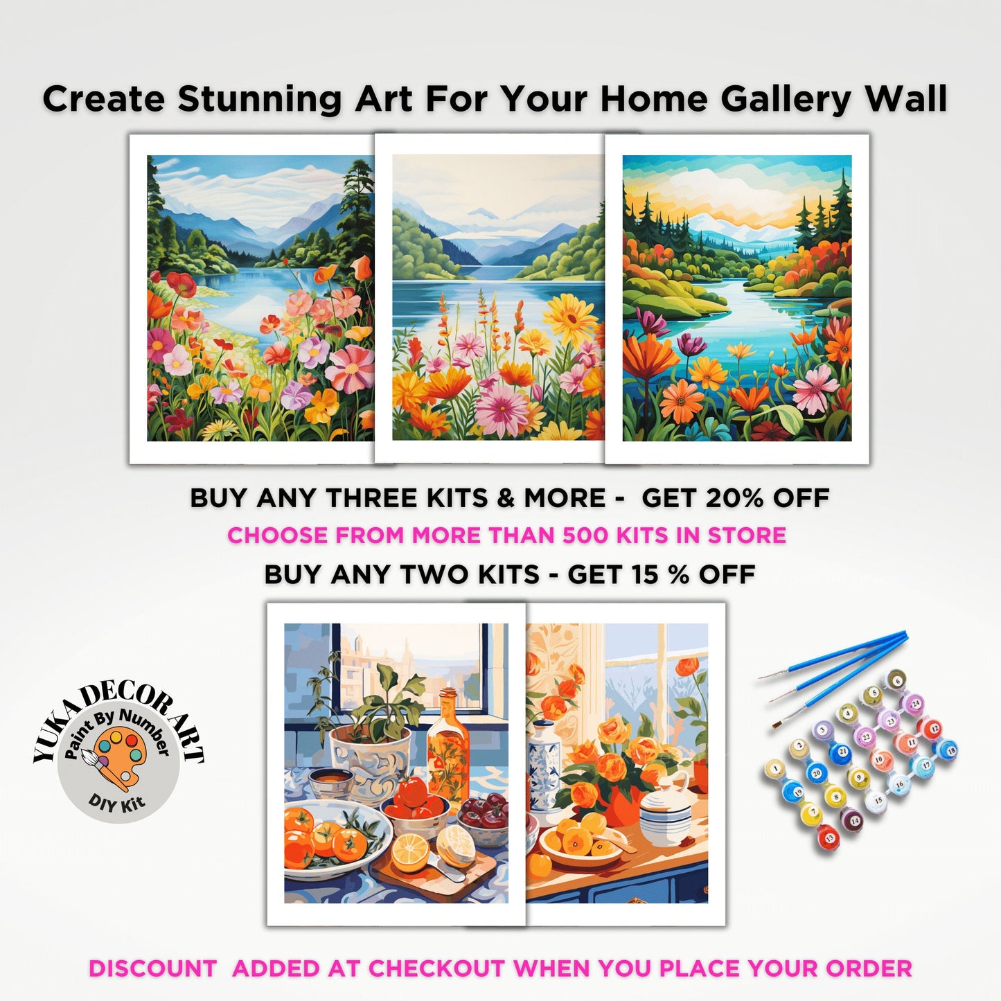 Minimalist Art PAINT by NUMBER Kit Adult Vibrant Kitchen Decor Easy Beginner Acrylic Painting DIY Art Kit Gift For Mom Dad