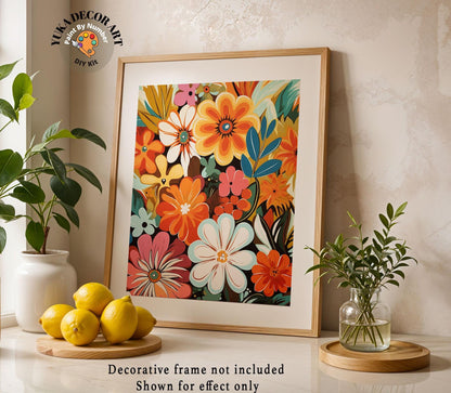 a picture of flowers and lemons on a table