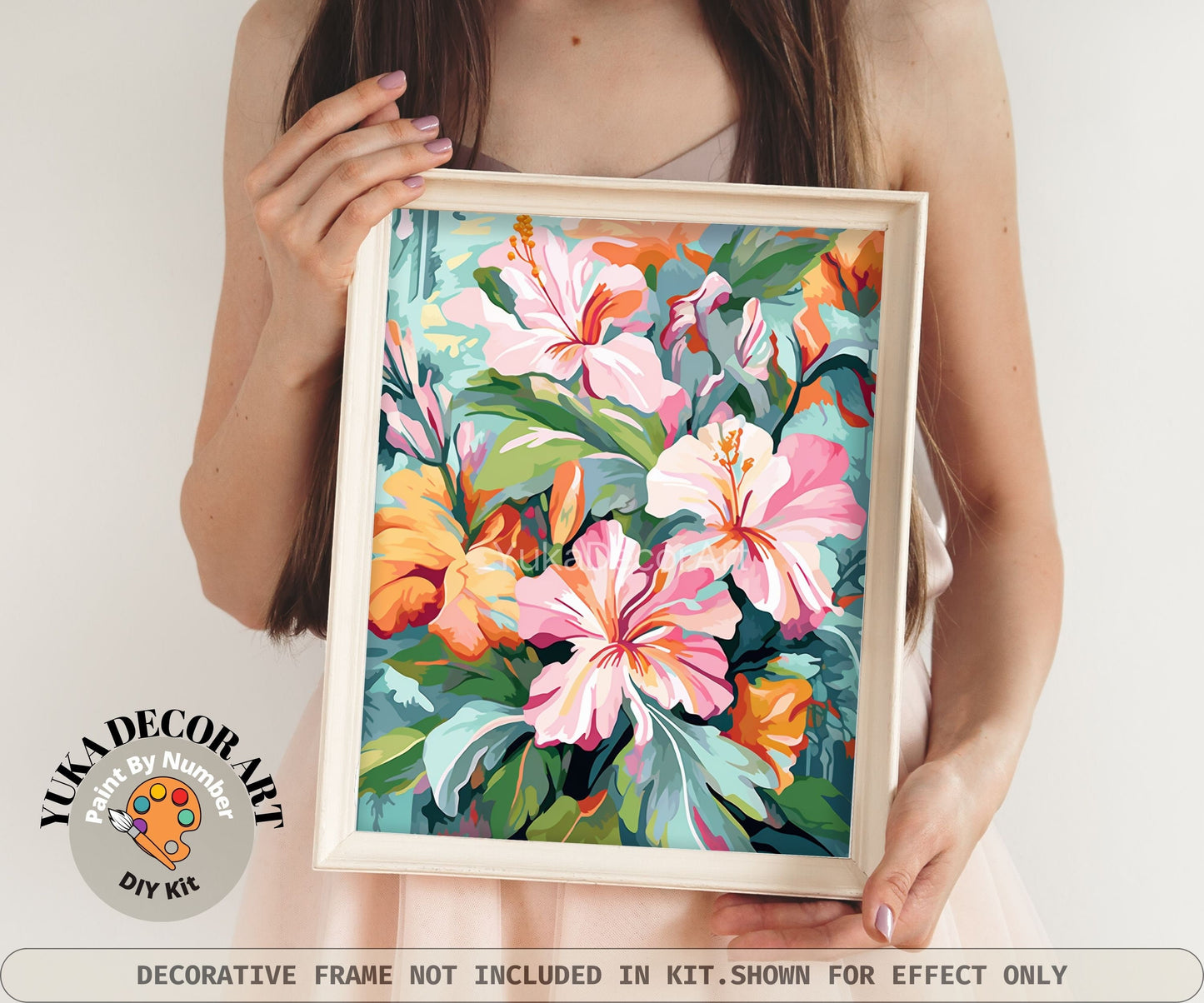 Garden Flower PAINT by NUMBER Kit for Adults Nature Flowers Art Easy Beginners Acrylic Paint DIY Kit Wall Art Gift For Mom Grandmother Wife