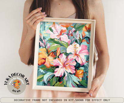 Garden Flower PAINT by NUMBER Kit for Adults Nature Flowers Art Easy Beginners Acrylic Paint DIY Kit Wall Art Gift For Mom Grandmother Wife