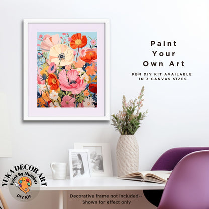 Flowers PAINT by NUMBER Kit for Adults Wildflowers Garden DIY Painting Floral Easy Beginners Hobby Kit Wall Decor Art Gift | Code: FL2309150