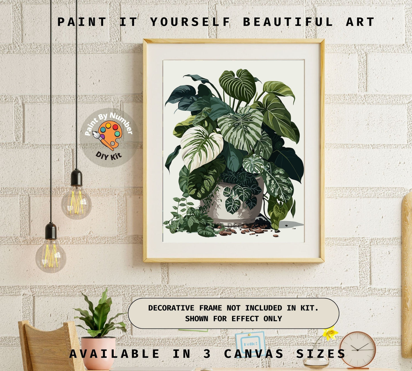 Easy PAINT by NUMBERS Adult House Plants Container DIY Beginners Painting Kit Wall Art Botanical Boho Plant Art Custom Kit  Gift Mom Grandma
