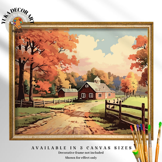 Country Cottage PAINT by NUMBER DIY Kit for Adult Vintage Style Landscape  Easy Beginner Painting Kit Midcentury Kitsch Cottage Decor Gift