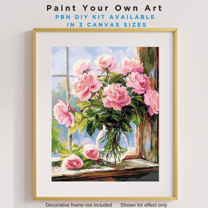 Pink Peonies Paint by Number Kit Adult Flowers Painting Easy Beginner Acrylic Paint Kit Anniversary Gift For Girlfriend Bday Home Decor Gift