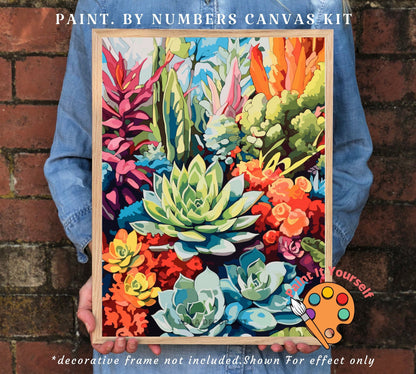 Colorful Succulents PAINT by NUMBER Kit Adult Easy DIY Hobby Acrylic Painting Canvas Birthday Custom Gift For Garden Lover Mom Wife Sister