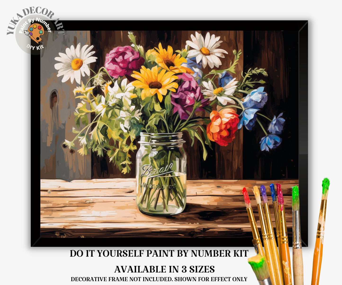 PAINT by NUMBER Kit for Adults Garden Spring Flowers Rustic Decor Easy Beginner Acrylic Paint DIY Wall Art Birthday Gift for Mom Girlfriend