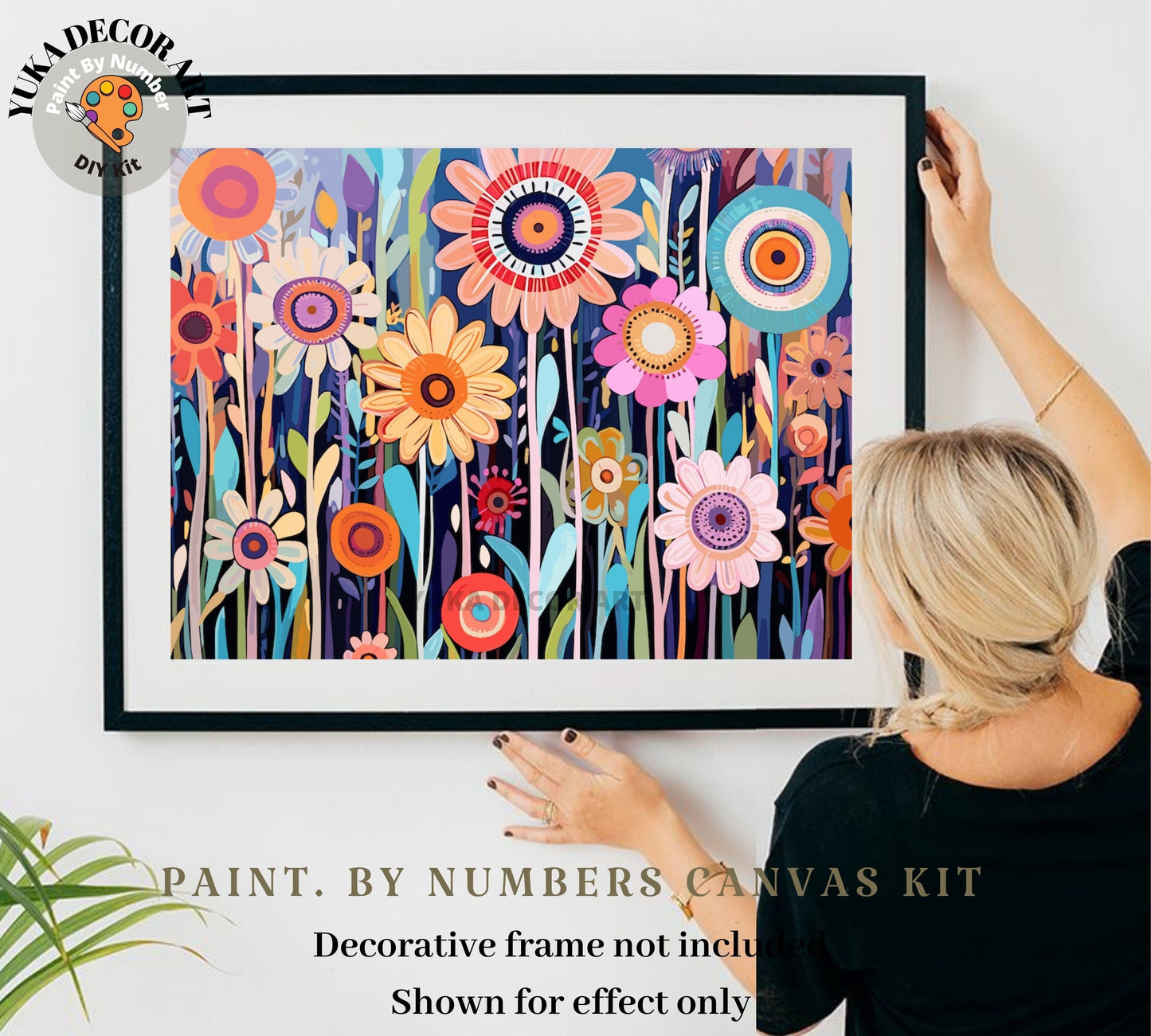 Flowers PAINT by NUMBERS Kit for Adults Modern Boho Whimsical Abstract Easy Beginner Acrylic Paint DIY Kit Wall Art Gift for Mom Custom Kit