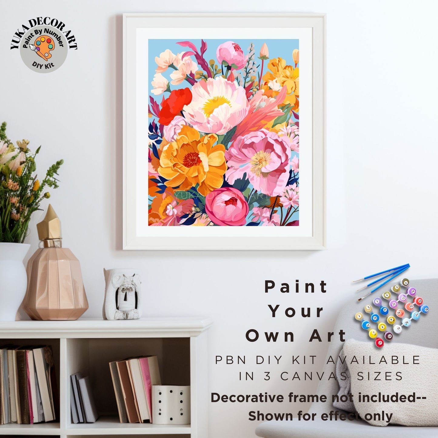 Flowers PAINT by NUMBER Kit for Adults Wildflowers Bloom Garden DIY Painting Floral Beginners Paint Hobby Kit Wall Art Gift