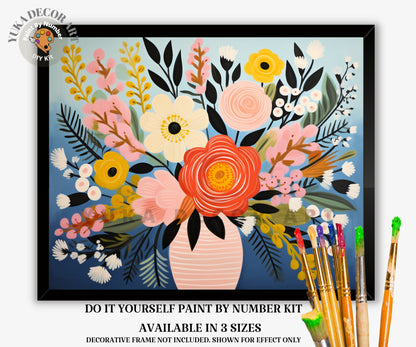 Floral PAINT by NUMBERS Diy Kit Adults Flower Bouquet Vase DIY Painting Beginners Canvas Wall Art Christmas Gift Wife Birthday Anniversary