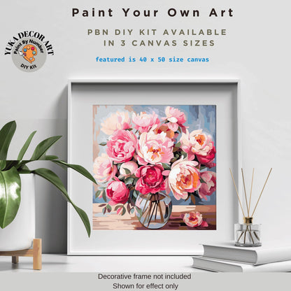 Peonies Flowers In Vase PAINT by NUMBER Kit Adults Still Life Vintage Style Painting Easy Beginners Diy Art Housewarming Gift Mom Sister