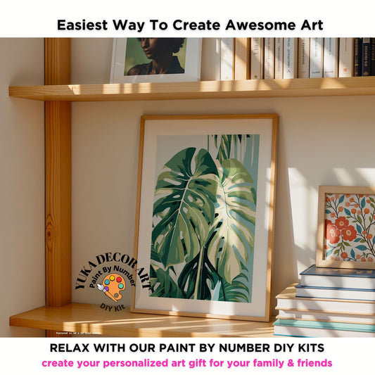 Monstera PAINT by NUMBERS Adult ,Home Indoor Plants Still life ,Beginners Easy Paint Kit DIY Wall Decor Gift  Mom Grandmom
