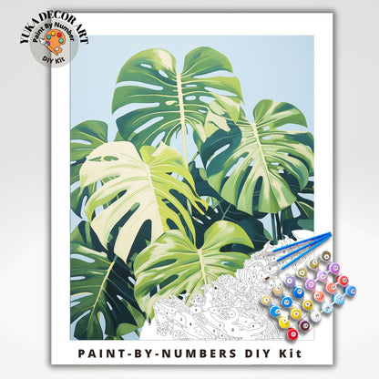 Monstera PAINT by NUMBERS Adult ,Home Indoor Plants Still life ,Beginners Easy Paint Kit DIY Wall Decor Gift  Mom Grandmom