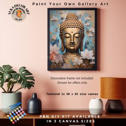 PAINT by NUMBERS Kit For Adults Buddha Gold Statue Pink Lotus Flower DIY Acrylic Painting Kit Zen Meditation Asian Theme Home Decor Gift Mom