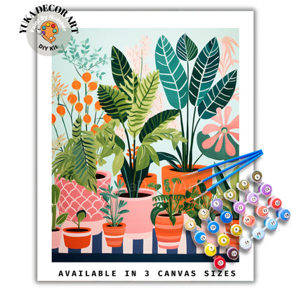 House Plants PAINT by NUMBER Kit for Adults Minimalistic Chic Style DIY Painting Easy Beginners Acrylic Kit Wall Art Gift