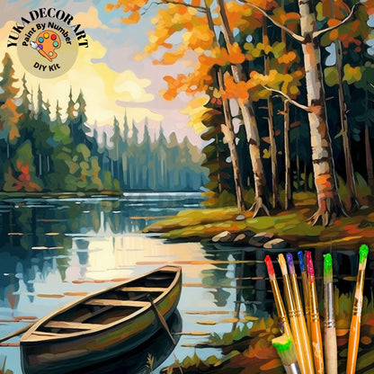 Lake Scenery PAINT by NUMBER Kit Adult Painting DIY by Numbers Craft Set Easy Beginners Acrylic Paint Kit Birthday Gift For Dad Grandfather
