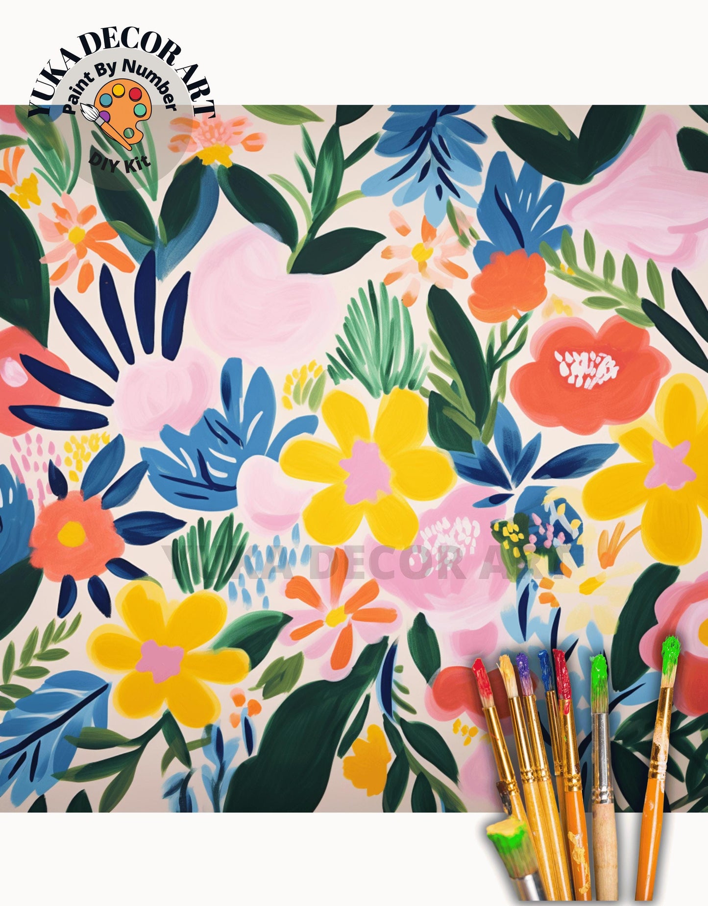 Matisse Inspired PAINT by NUMBER Kit Adult, Floral Wall Art Kit ,Easy Beginner Acrylic Diy Painting | Bday Gift for Wife Girlfriend Sister