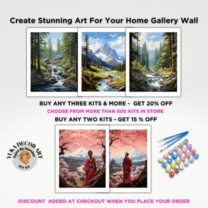 Japan PAINT by NUMBER Kit for Adults  Beginner DIY Art Kit Pink Cherry Blossoms Mount Fuji Acrylic Painting Wall Art Decor Gift For Mom Aunt