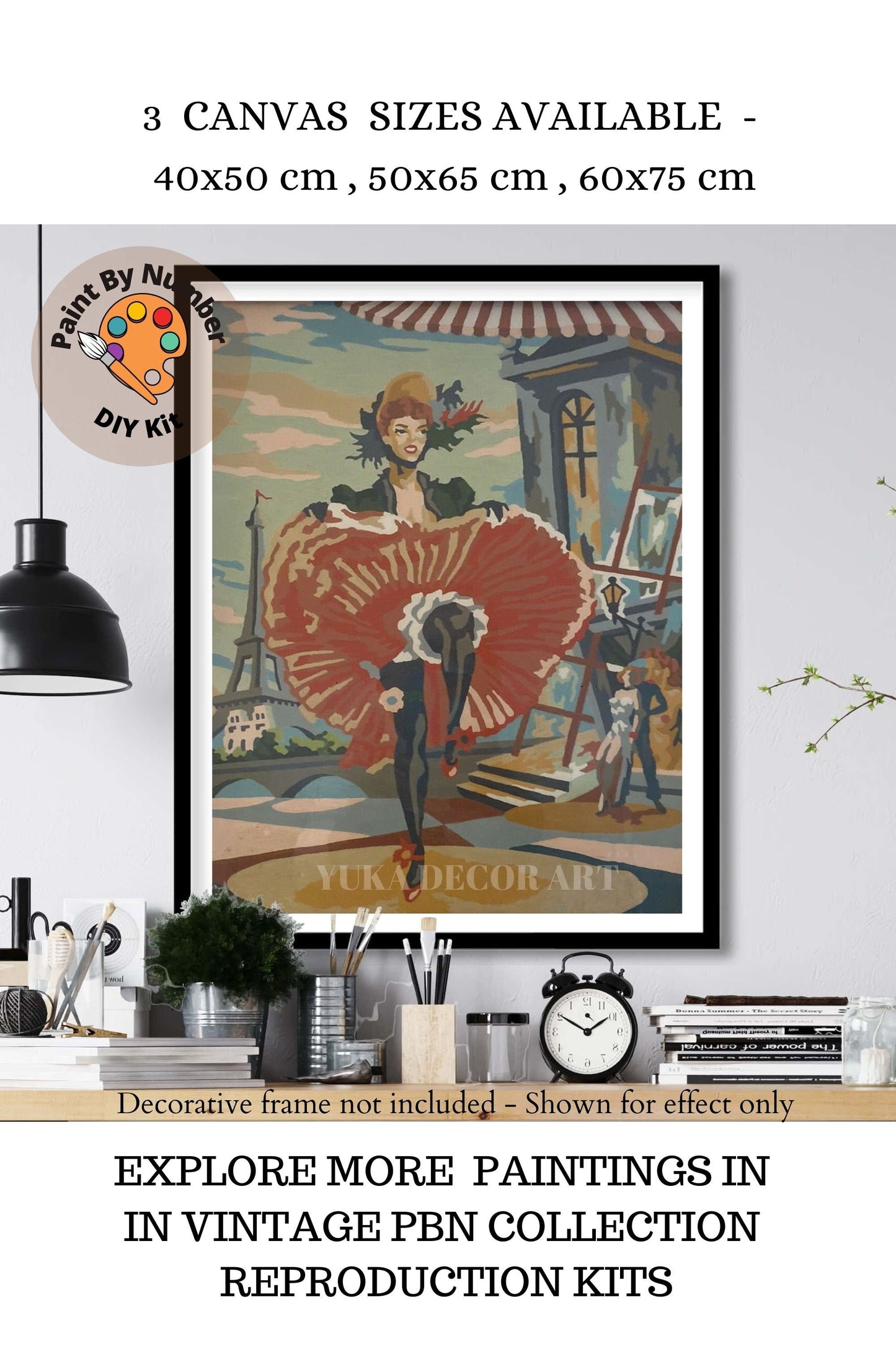 Vintage Paint By Number Set of 2, Flamenco  Dancer Couple, Gift for Mom Grandmom, Vintage Wall Art