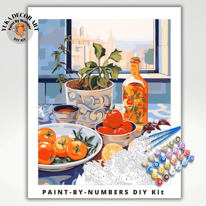 Minimalist Art PAINT by NUMBER Kit Adult  Kitchen Decor Plants Easy Beginner Acrylic Painting DIY Art Kit Gift For Mom Dad