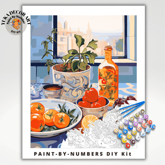Minimalist Art PAINT by NUMBER Kit Adult  Kitchen Decor Plants Easy Beginner Acrylic Painting DIY Art Kit Gift For Mom Dad