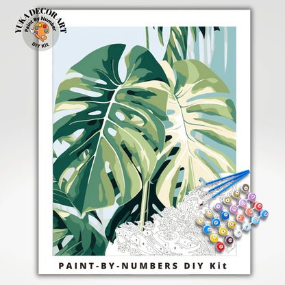 Monstera PAINT by NUMBERS Adult ,Home Indoor Plants Still life ,Beginners Easy Paint Kit DIY Wall Decor Gift  Mom Grandmom