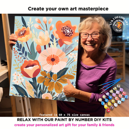 PAINT by NUMBER Kit Adult Garden Flowers Vintage Spring Colourful Wall Art Easy Beginner Acrylic Paint DIY Kit Mom Dad Gift