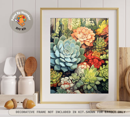 Succulents PAINT by NUMBERS Kit Adult Garden Lover Gift Easy DIY Beginners Adult Paint Kit Gift For Mom Daughter Boho Plant Art Custom Kit