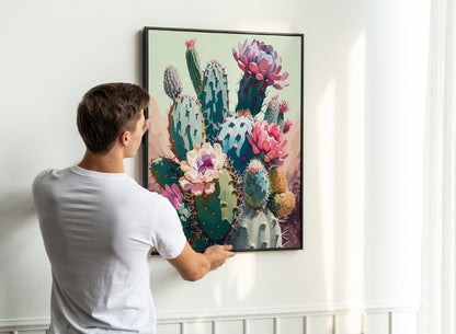 Desert PAINT by NUMBER Kit for Adults Cactus Flowers Botanical Art Easy Beginners Acrylic Paint DIY Kit Art Southwestern Decor Gift for Mom