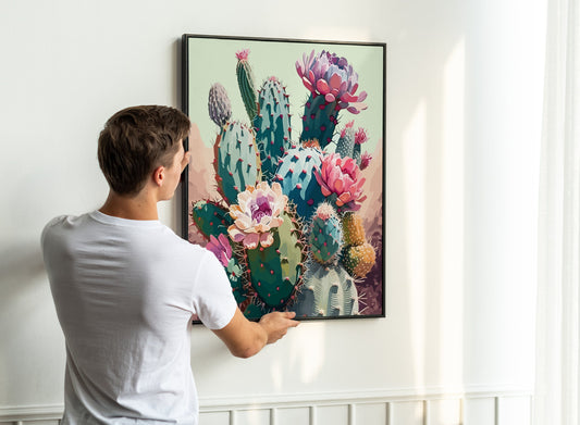 Desert PAINT by NUMBER Kit for Adults Cactus Flowers Botanical Art Easy Beginners Acrylic Paint DIY Kit Art Southwestern Decor Gift for Mom