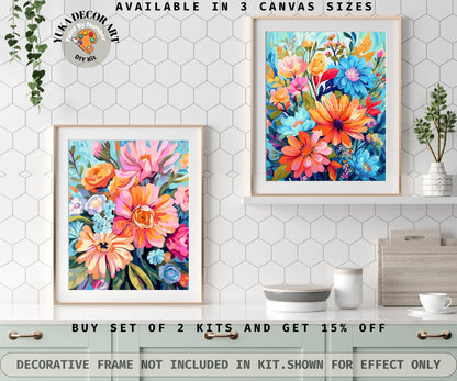 Garden Flower PAINT by NUMBER Kit for Adults  Abstract Flowers Paint Kit Easy Beginners Acrylic Paint DIY Gift for Friend