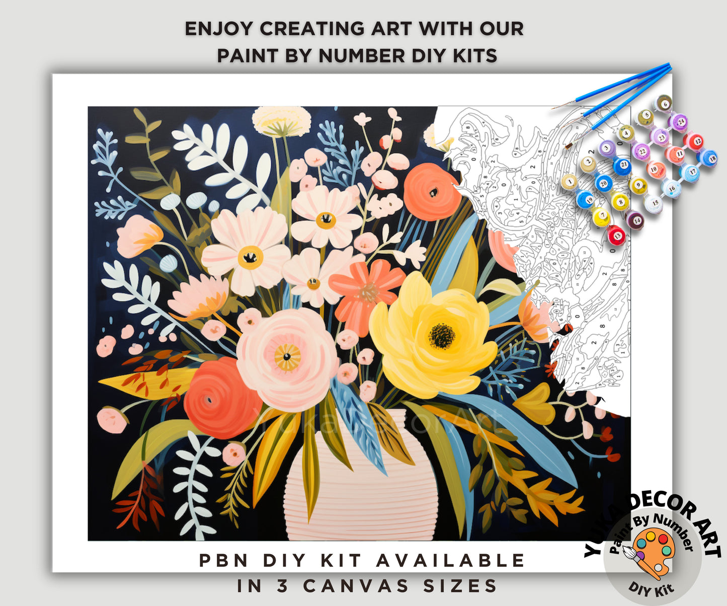 Flowers PAINT by NUMBERS Diy Kit Adults Still Life Bouquet DIY Painting Easy Beginners  Kit Wall Art  Christmas Gift For Her Wife Girlfriend