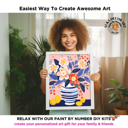 Matisse Inspired PAINT by NUMBER Kit Adult Painting Floral DIY by Numbers Easy Beginners Art Kit | Birthday Gift For Mother-in-law