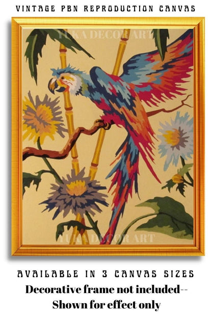 1960's Style Red Parrots Vintage PAINT by NUMBER Kit Adult , DIY Paint Kit  Set of 2 Birds  , Easy Beginner Acrylic Painting,Vintage Art