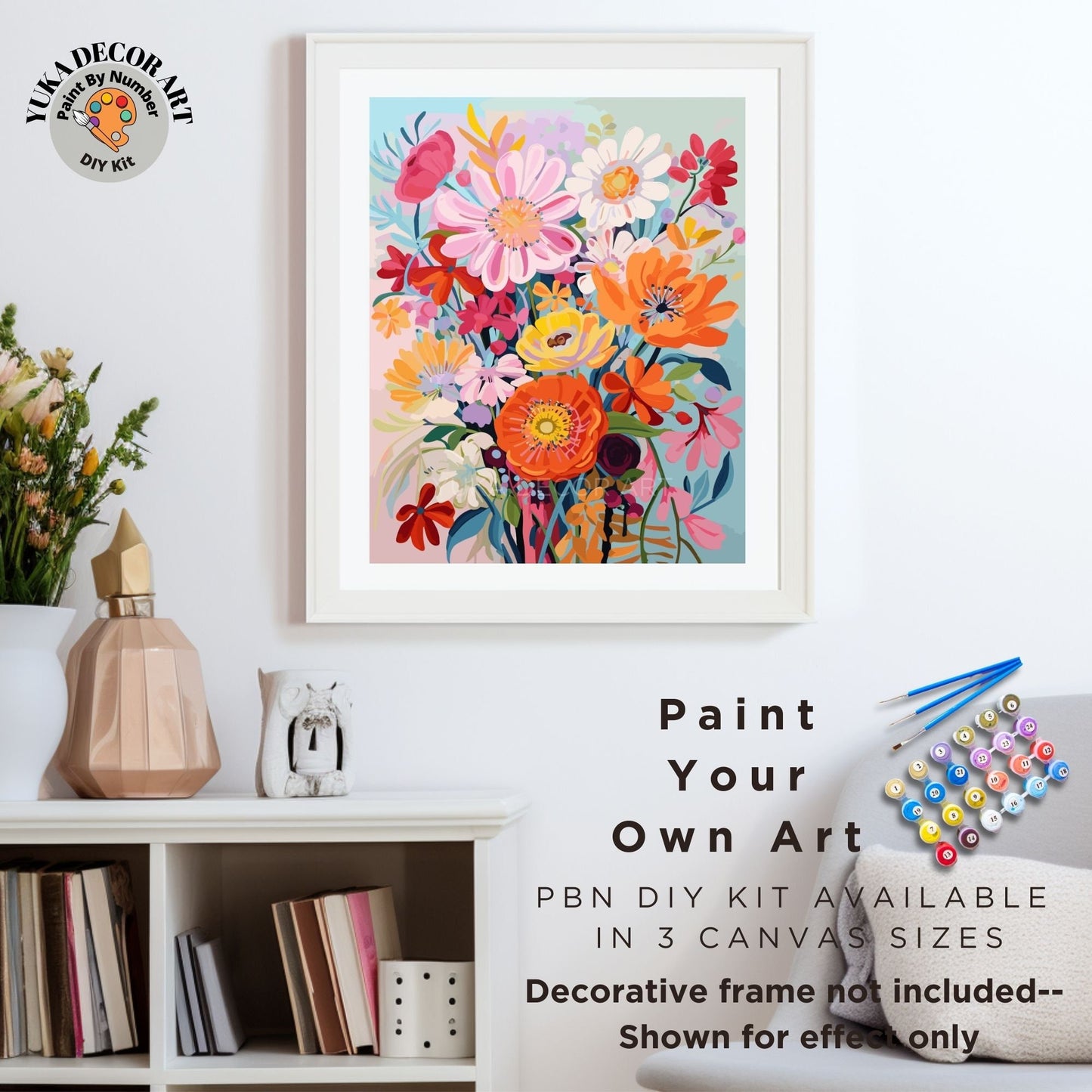WildFlowers PAINT by NUMBERS Kit Adults Garden DIY Painting Chic Floral Easy Beginners Paint Hobby Kit Wall Decor Art Gift
