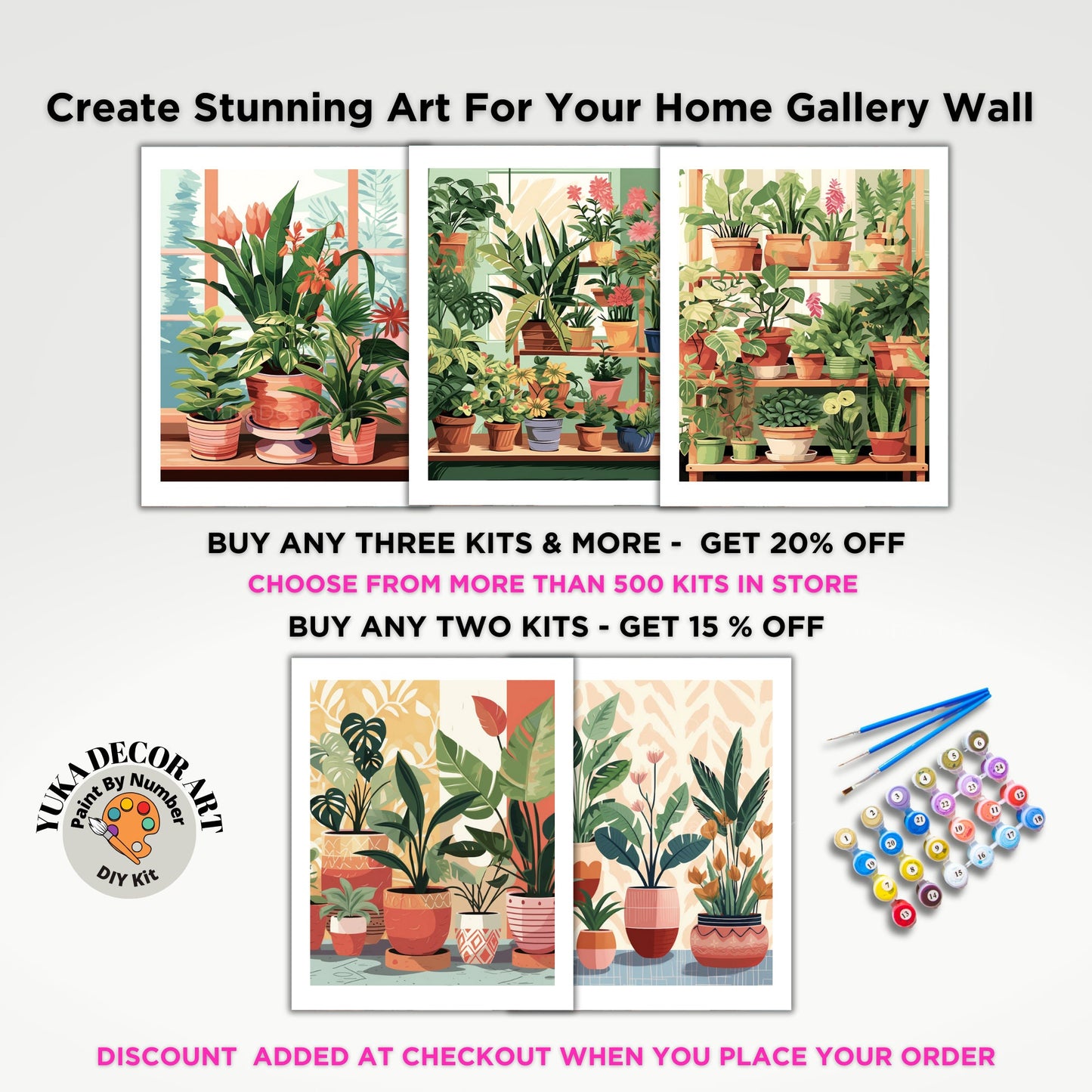 PAINT by NUMBER Kit For Adults Plants Minimalist Boho Decor Print DIY Painting Easy Beginners Paint Kit Plant Lover Gift