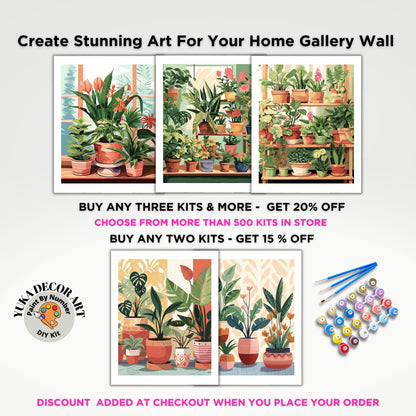 PAINT by NUMBER Kit For Adults Plants Minimalist Boho Decor Print DIY Painting Easy Beginners Paint Kit Plant Lover Gift