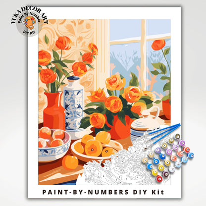 Minimalist Art PAINT by NUMBER Kit Adult Vibrant Kitchen Decor Easy Beginner Acrylic Painting DIY Art Kit Gift For Mom Dad