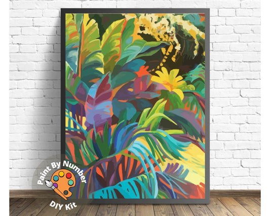 Abstract Flowers PAINT by NUMBER Kit for Adults ,Garden Bouquet Plants,Easy DIY Beginners Acrylic Paint Kit ,Living Bedroom Wall Art Decor