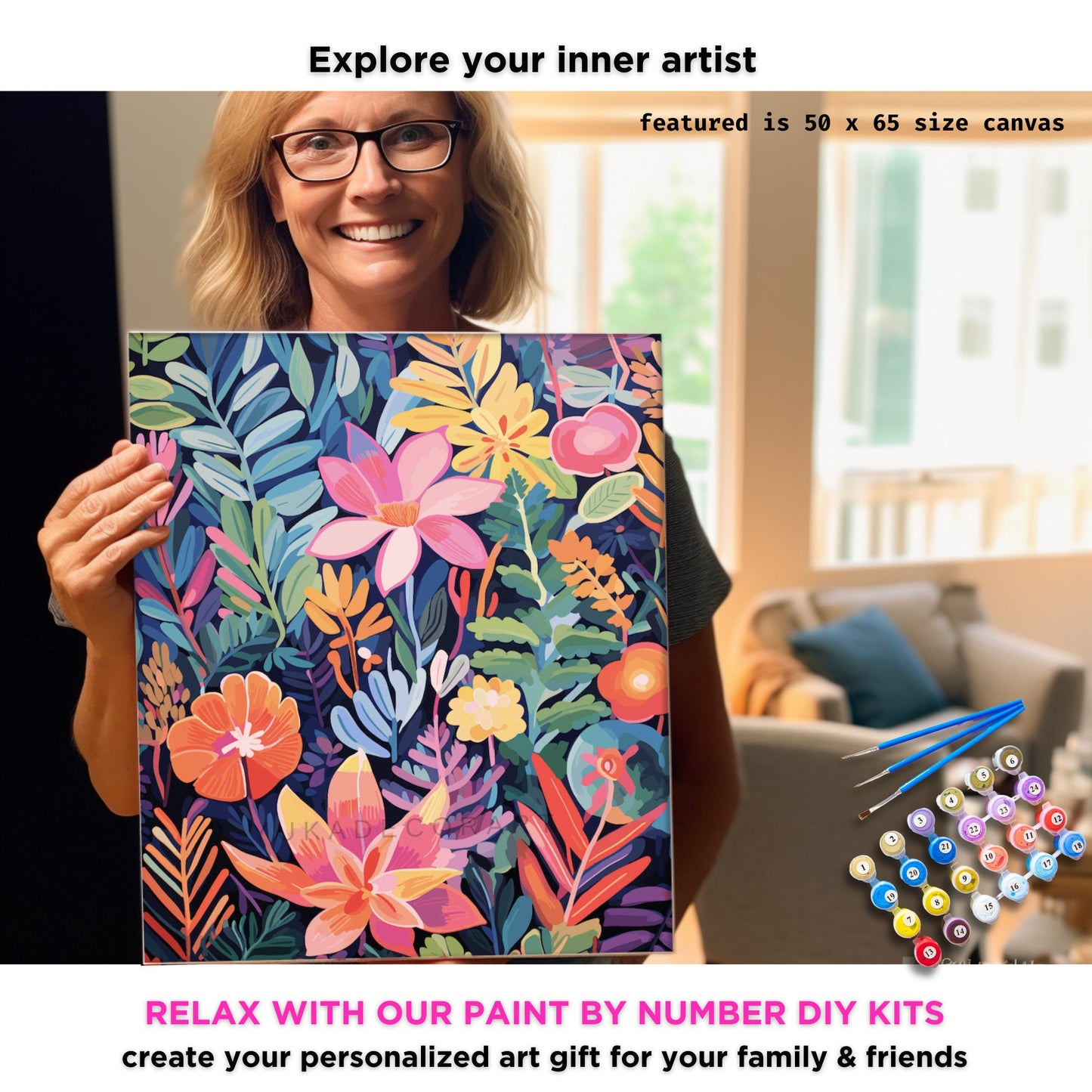 PAINT by NUMBER Kit Adult Modern Flower Spring Garden Colourful Wall Art Easy Beginner Oil Painting DIY Kit Girlfriend Gift