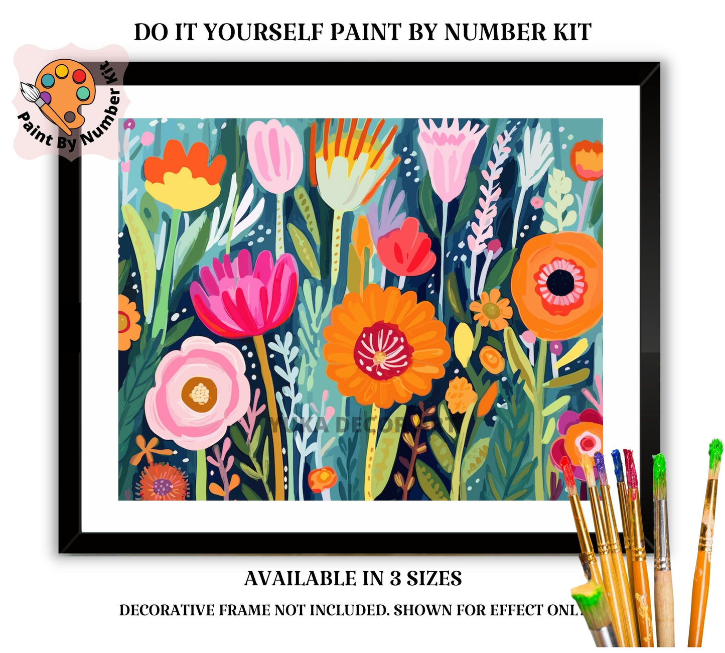 Flowers PAINT by NUMBERS Kit for Adults  Modern Boho Whimsical Art Easy Beginner Acrylic Paint DIY Kit Wall Art Gift for Grandma Girlfriend
