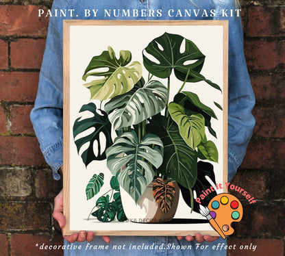 Plant DIY PAINT by NUMBERS Adult Kit HousePlants Still Life Art Beginners Easy Painting Canvas Custom Gift For Plant Lover Mom Grandma Wife